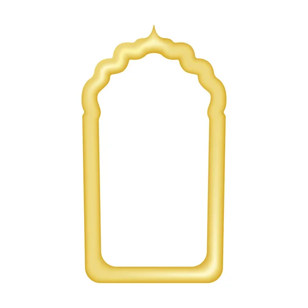 Złoty Zarys Arabskiego Okna Ilustracja Wektora — Wektor stockowy
