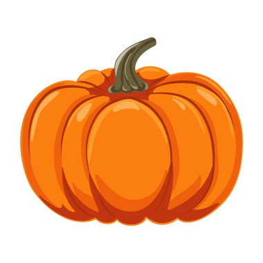 Çizgi film tarzında sonbahar portakalı kabağı. Cadılar Bayramı için tasarım öğesi, Şükran Günü, hasat festivali. Diyet sebze. Vektör illüstrasyonu.