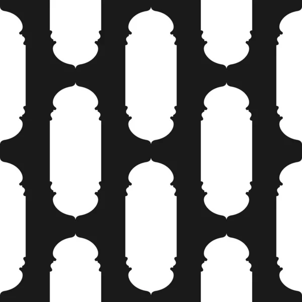 Zwart Wit Naadloos Patroon Met Islamitische Vorm Geometrische Monochrome Vormgeving — Stockvector