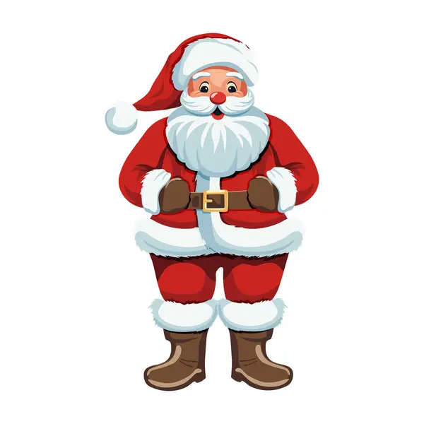 Veselý Kreslený Santa Claus Červeném Obleku Tradiční Vánoční Novoroční Charakter Royalty Free Stock Vektory