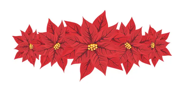 Dekorativní Rám Červených Špičatých Květů Izolovaná Květinová Novoroční Vánoční Výzdoba Royalty Free Stock Ilustrace