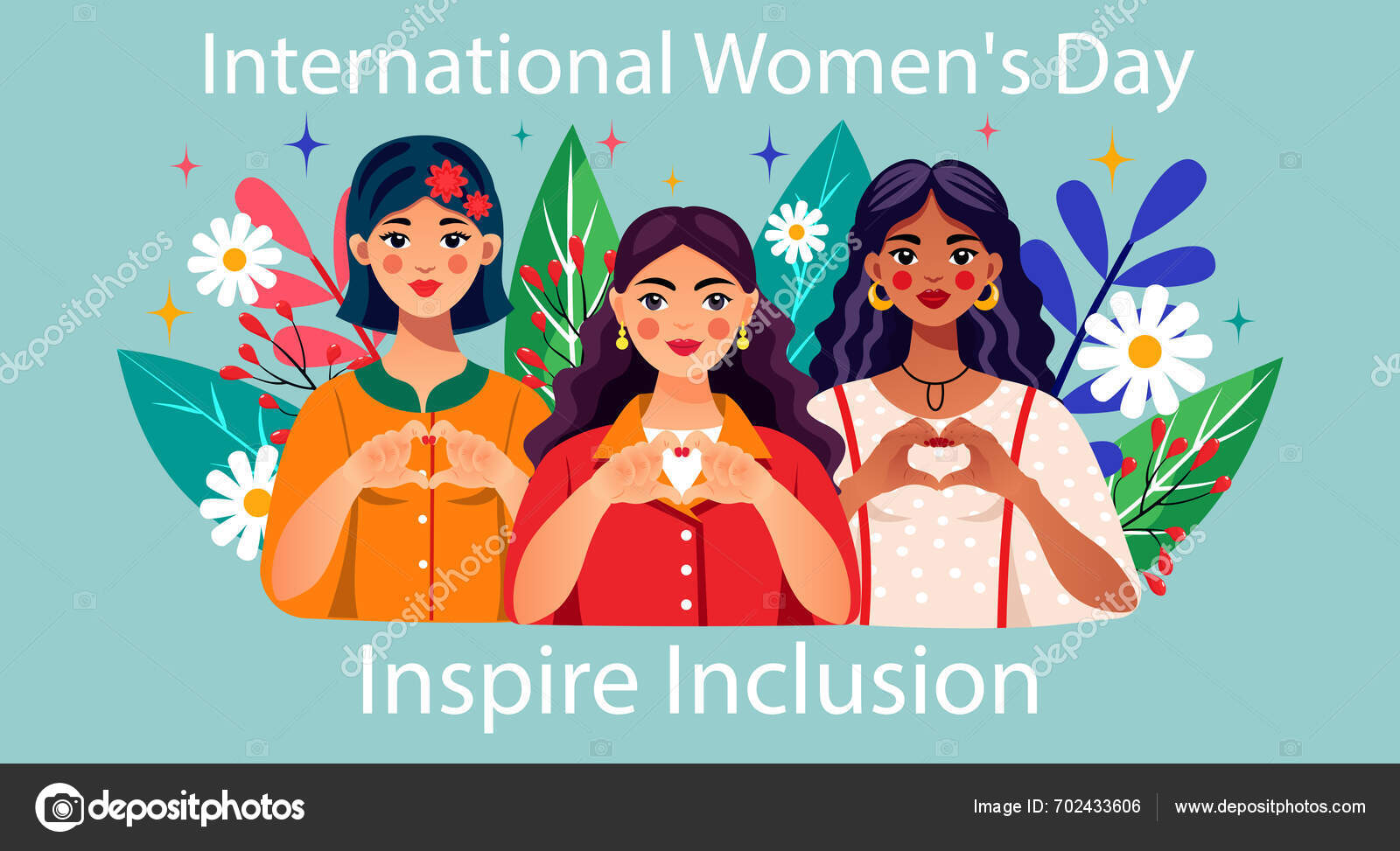International Womens Day Greeting Background Slogan Inspire Inclusion
