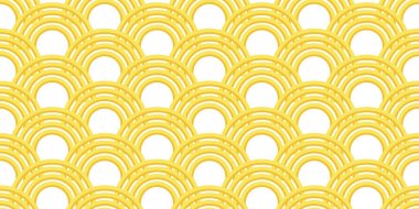 Ramen şehriyesinin kusursuz bir geçmişi var. Japon desenli Seigaihamon. Beyaz üzerine sarı dalgalar.