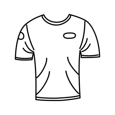 T shirt design template. Hand drawn black short sleeve t shirt outline. For apparel design templates, logos or sports materials. clipart