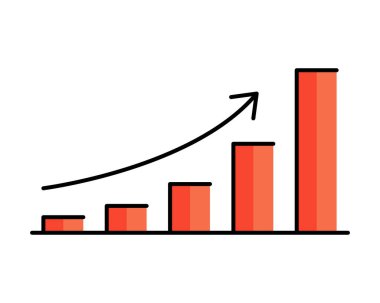 Yükselen çubukları olan bir çizelge ve finansal başarıyı sembolize eden yükselen bir ok ve artan üretkenliği simgeleyen bir çalışma grafiği. Kar kavramı, iş veya finans alanında ilerleme.