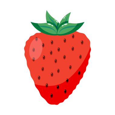 Yeşil yapraklı kırmızı çilek ve beyaz arka planda tohumlar. Taze meyve ve sağlıklı beslenme konsepti. Poster, kart, afiş ve baskı için tasarım.