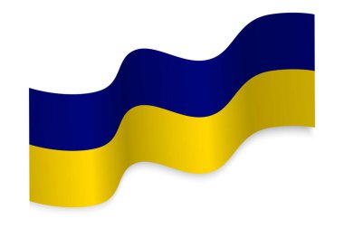 Beyaz arka planda Ukrayna bayrağı sallıyordu. Ukrayna 'nın ulusal sembolü.