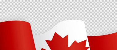 Beyaz ve kırmızı arka planda kırmızı akçaağaç yaprağıyla Kanada bayrağı sallıyor. Ulusal kutlama Kanada Günü ve Kanada Şükran Günü. Afiş, poster, kartpostal için vatansever illüstrasyon. Vektör illüstrasyonu.