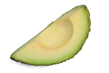 İzole edilmiş avokado. Üst manzara taze meyve, beyaz arka planda yarım avokado. kırpma yolları.