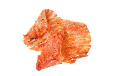 İzole edilmiş kalamar ezmesi. Ezilmiş kurumuş mürekkep balığı arka planda izole edilmiş. wite kırpma yolları.