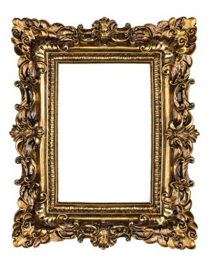 Boş eski renkli resim veya resim çerçevesi. Üst manzara, stüdyo fotoğraflı. Beyaz bir arkaplanda izole edilmiş.