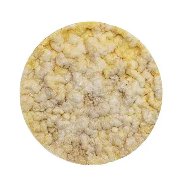 stock image Top view of golden corn cracker. Isolated on a white background.