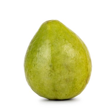 Studio shot of a whole single guava fruit isolated on a white background. clipart