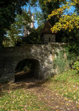 Zleby Kalesi 'nin kale tahkimatlarından geçerek bahçeden parka geçiş.