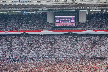 Joko Widodo / Jokowi, Enonezya cumhurbaşkanlığı seçimlerinin son mitinginde bir konuşma yaptı.