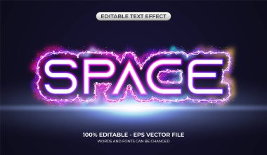 Gerçekçi Uzay metin efekti. Düzenlenebilir Renkli Galaksi metin efekti.