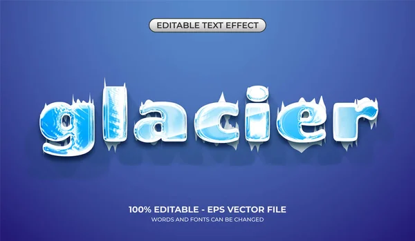 Realisztikus Gleccser Szöveg Effektus Szerkeszthető Szöveges Hatása Jég Fagyasztott Hóvirág — Stock Vector