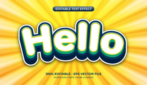 Szerkeszthető Hello Szöveges Hatás Vidám Színnel Félkövér Matrica Szöveg Hatása — Stock Vector