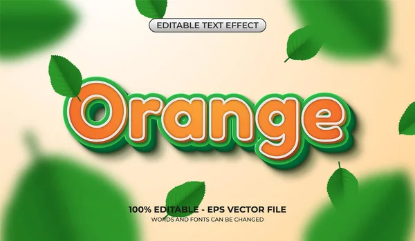Ρεαλιστικό Εφέ Πορτοκαλί Κειμένου Επεξεργάσιμο Πορτοκαλί Πράσινο Και Λευκό Συνδυασμό — Διανυσματικό Αρχείο