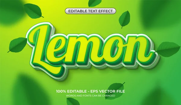 Realistisk Citrontexteffekt Redigerbar Gul Grön Och Vit Teckensnitt Effekt Kombination — Stock vektor