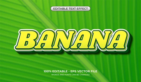 Realisztikus Banánszöveg Effektus Szerkeszthető Sárga Zöld Fehér Betűtípus Effektus Kombináció — Stock Vector