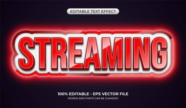 3D Canlı Yayın metin efekti. Düzenlenebilir parlak kırmızı metin efekti fütüristik biçimdeName