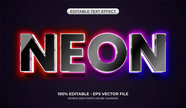 Futurisztikus Neon Szöveg Effektus Gradiens Fénnyel Szerkeszthető Fényes Fekete Szöveges — Stock Vector