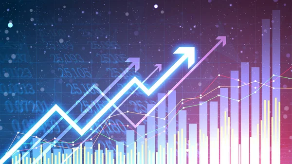 Podnikový Růst Pozadí Sloupcový Graf Statické Šipky Nahoru Grafika Úspěšného — Stockový vektor