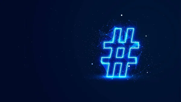 Futuristický Zářící Symbol Hashtagu Plexovými Liniemi Třpytivými Částicemi Hashtag Stylu — Stockový vektor