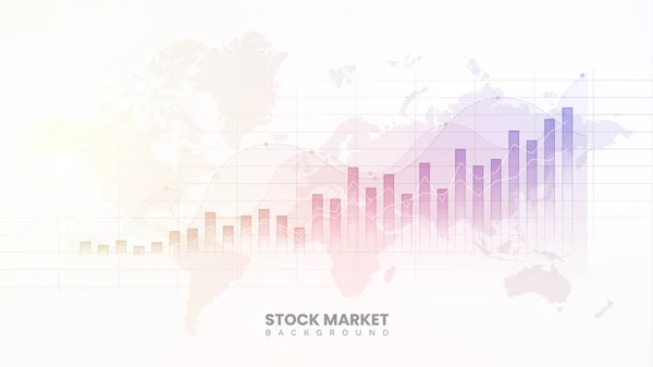 股票市场投资图 全球市场信息 财务条形图 收益率曲线显示 基于白背景的商业分析背景概念 彩色交易可视化 — 图库矢量图片
