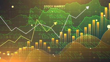 Başarılı borsa istatistiksel bilgileri ve yükselen oklarla eğilimler. Fütürist finansal ticaret çizelgesi. Ekonomik bilgi büyüme arkaplanı