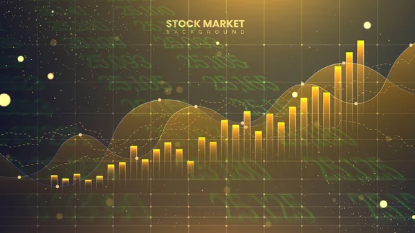 Borsa Grafiği Ticari Yatırım Illüstrasyonu Için Altın Renginde Fütürist Finansal — Stok Vektör