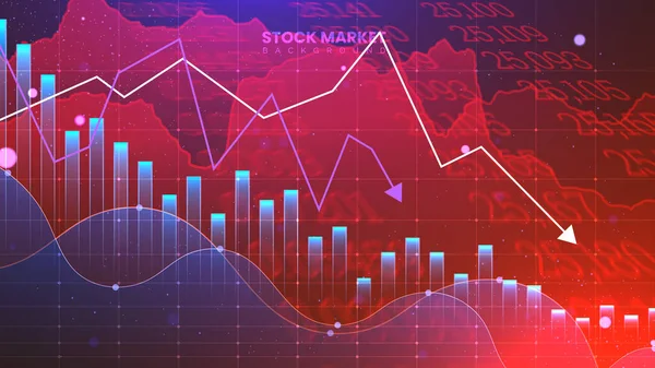 Disminución Inversión Bursátil Ilustración Concepto Información Financiera Bancarrota Con Flechas — Vector de stock