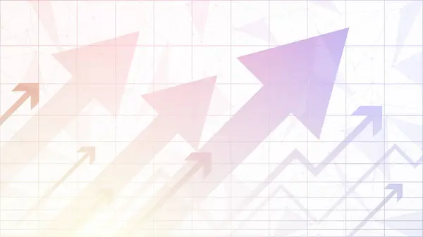 上升的商业插图与彩色向上箭头在白色的丛线背景 业务增长概念 成功的股票市场统计资料 — 图库矢量图片