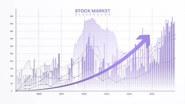 白纸背景下可疑的股市交易图表 向上箭头业务金融 收益率曲线 债券数据和向上倾斜的图表 经济说明概念 — 图库矢量图片