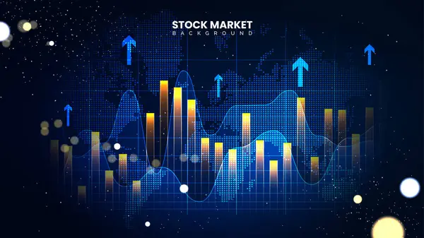 Futuristic Financial Trading Chart Arrows Successful Stock Market Statistical Information — Stock Vector