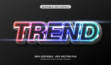 Editable glowing rainbow trend text effect. Realistic gradient light text effect. Text glows in the dark