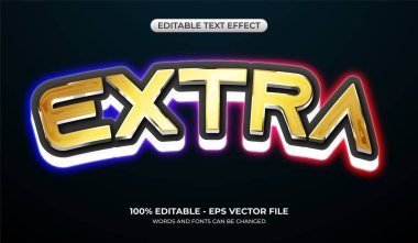 Parlak gökkuşağı gradyanı ile ekstra altın metin efekti. Düzenlenebilir 3D kalın metin efekti. Oyuncu grafik biçimleri