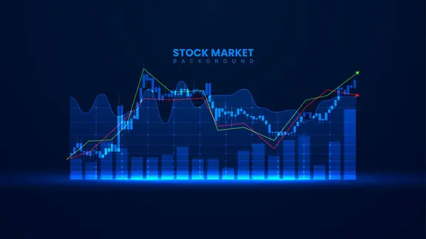 Wachstumsdiagramm Des Aktienmarktes Stil Futuristischer Technologie Illustration Des Geschäftswachstums Mit — Stockvektor
