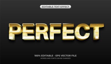 3D Mükemmel Altın Metin Efekti. Parlak altın renginde düzenlenebilir metin. Siyah arkaplanda parlak metalik tipografi