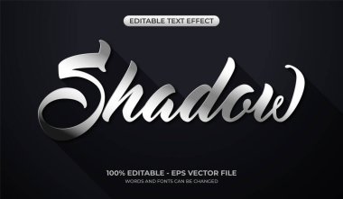 Gölge metin efekti. Düzenlenebilir minimalist beyaz metin efekti. Estetik tipografi tasarımı