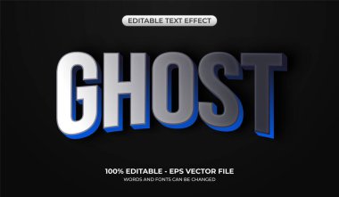 Siyah arka planda üç boyutlu Hayalet metin efekti. Düzenlenebilir oyun grafikleri