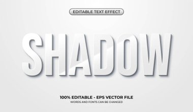 Beyaz arkaplanda 3D Gölge metin efekti. Düzenlenebilir kalın beyaz grafik biçimleri