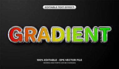 3D Gradyan metin efekti. Düzenlenebilir kırmızı, sarı ve yeşil grafik stilleri