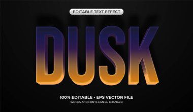 3D Dusk metin efekti. Düzenlenebilir çift tonlu grafiksel biçimler