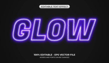 Düzenlenebilir metin karanlıkta parlar. Neon ışık efekti