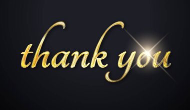 Siyah arkaplanlı altın renkli bir kart. Lüks yazılar minnettarlık, takdir ve takdiri ifade eder ve iş sunumları için mükemmeldir.