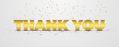 Yerde altın yazı ve konfeti olan bir kart. Lüks yazılar minnettarlık, takdir ve takdiri ifade eder.