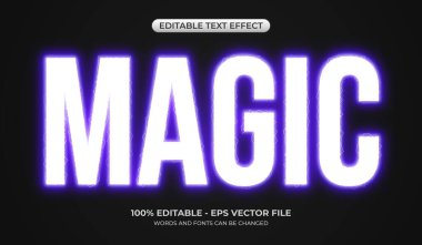 Parlak sihirli metin efekti. Düzenlenebilir elektrik kıvılcımlı metin efekti. Karanlıkta parlayan soyut neon