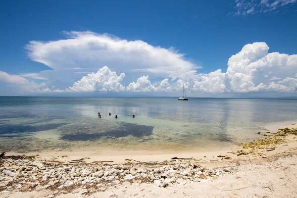 Τουρίστες Κάνουν Μπάνιο Μια Παραλία Παραδεισένια Στην Κούβα Χαλάρωση Και — Φωτογραφία Αρχείου